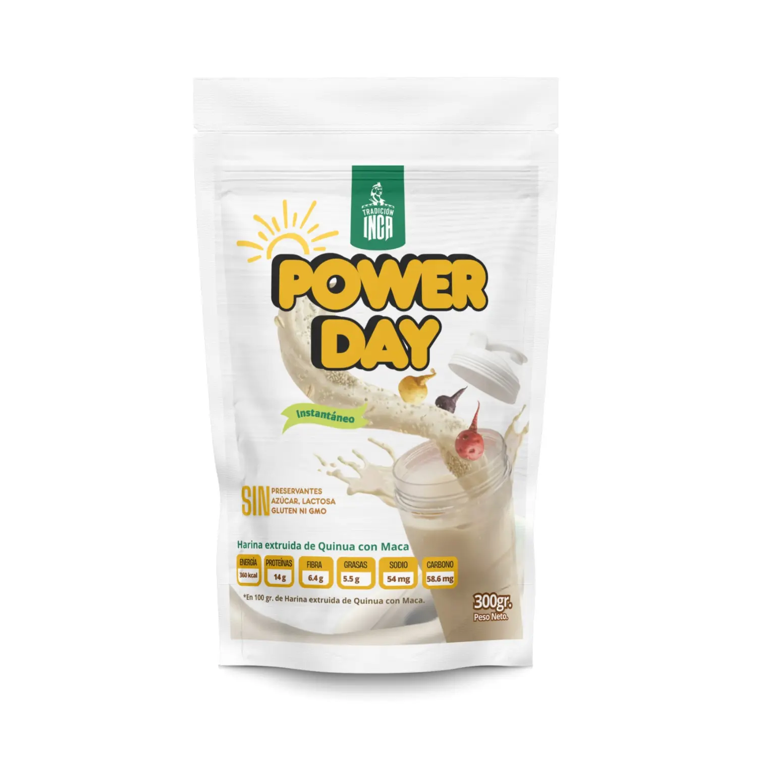 Empaque Power Day quinua con maca instantánea